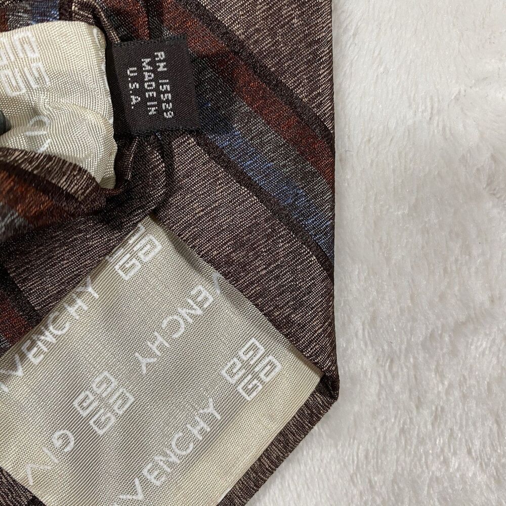 Givenchy Monsieur Men's Tie Silk Blend Logo Brown Academia Professor Hipster - Picture 5 of 7